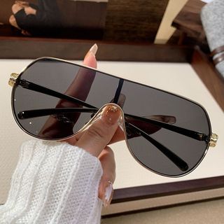Sunglasses歐美新款大框連體太陽墨鏡時尚個性復古潮流裝飾太陽鏡