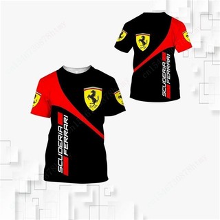 FERRARI 法拉利 T 恤休閒 3D 列印 T 恤男裝動漫超大 T 恤原宿圓領短袖 T 恤上衣 T 恤