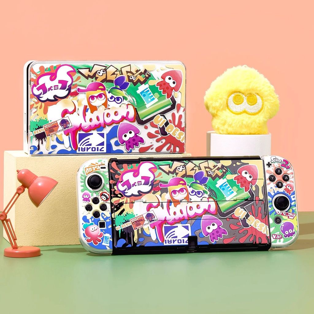 【限時免運】SWITCH OLED保護殼Switch2保護套 噴射戰士NS透黑殼底座保護殼