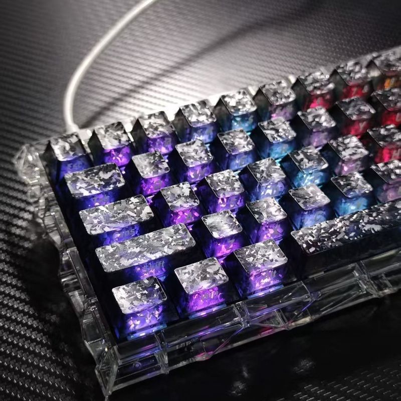 兒童短袖冰絲上衣碳纖維紋理鍵帽鍛碳紋理PC霧透磁軸機械鍵盤帽通用wooting美加獅