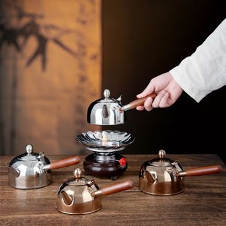 戶外酒精茶爐防風野營便攜酒精燈茶具套裝304燒水壺酒精爐煮茶器