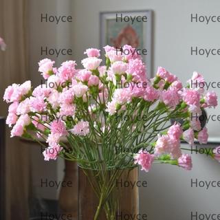 HOYCE 人造康乃馨花 40 頭絲綢花頭假花照片道具 DIY 5 叉模擬花束派對裝飾