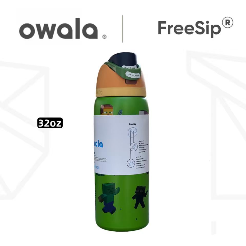 Owala FreeSip 304 不銹鋼水瓶 – 24 盎司/32 盎司,真空絕緣雙層,防漏噴口蓋,適用於運動、健身房