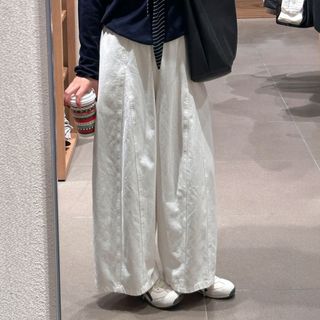 日系山本褲 舒適慵懶 遮胯顯瘦 修飾身材日系白色九分褲子女垂感胖mm大碼顯瘦寬鬆工裝休閒氣球闊腿褲