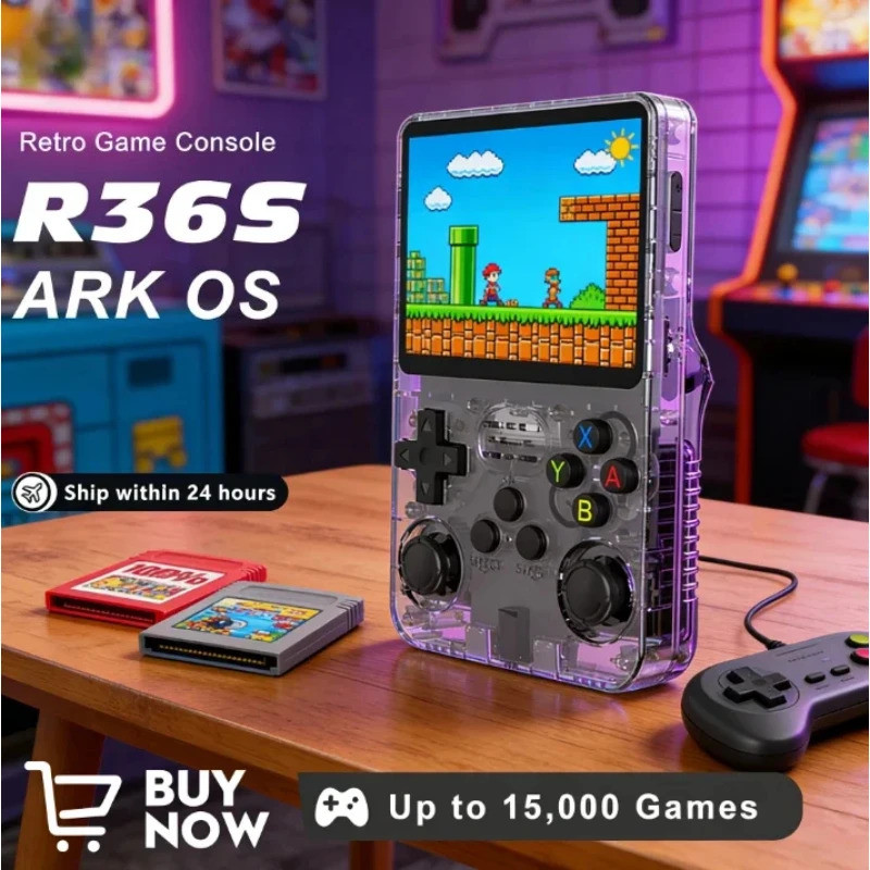 Linux System R36S 復古手持遊戲機 3.5 英寸 IPS 屏幕 128G R35S Pro 64GB 便