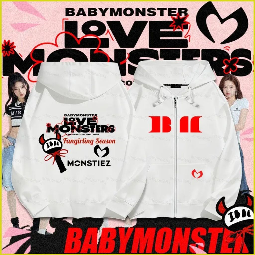 ST5 BABYMONSTER XXS-6XL RAMI AHYEON 連帽衫 LOVE MONSTERS 拉鍊外套夾克