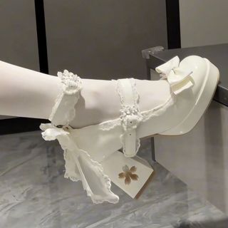 雀之羽大碼~新款lolita鞋甜美蝴蝶結瑪麗珍Lolita櫻花洛麗塔高跟