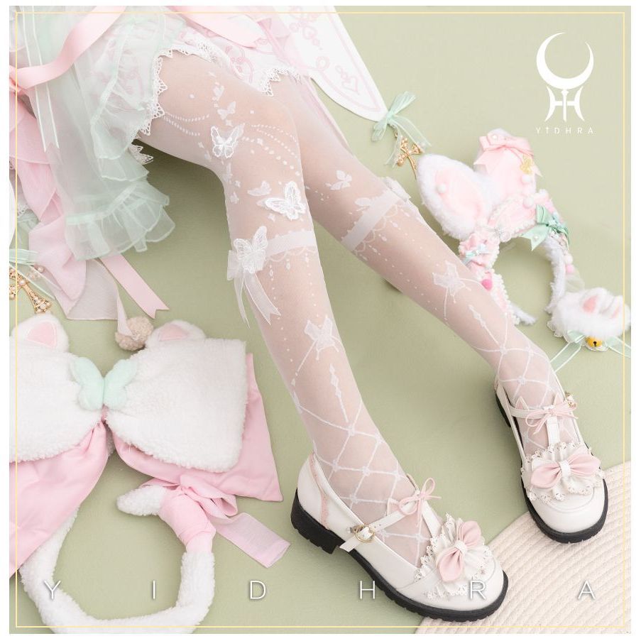 Lolita 洛丽塔袜子 JK日系 打底袜 长筒袜{花嫁夜之蝶}Yidhra夢之女巫Lolita連褲襪花嫁洛麗塔連褲襪l