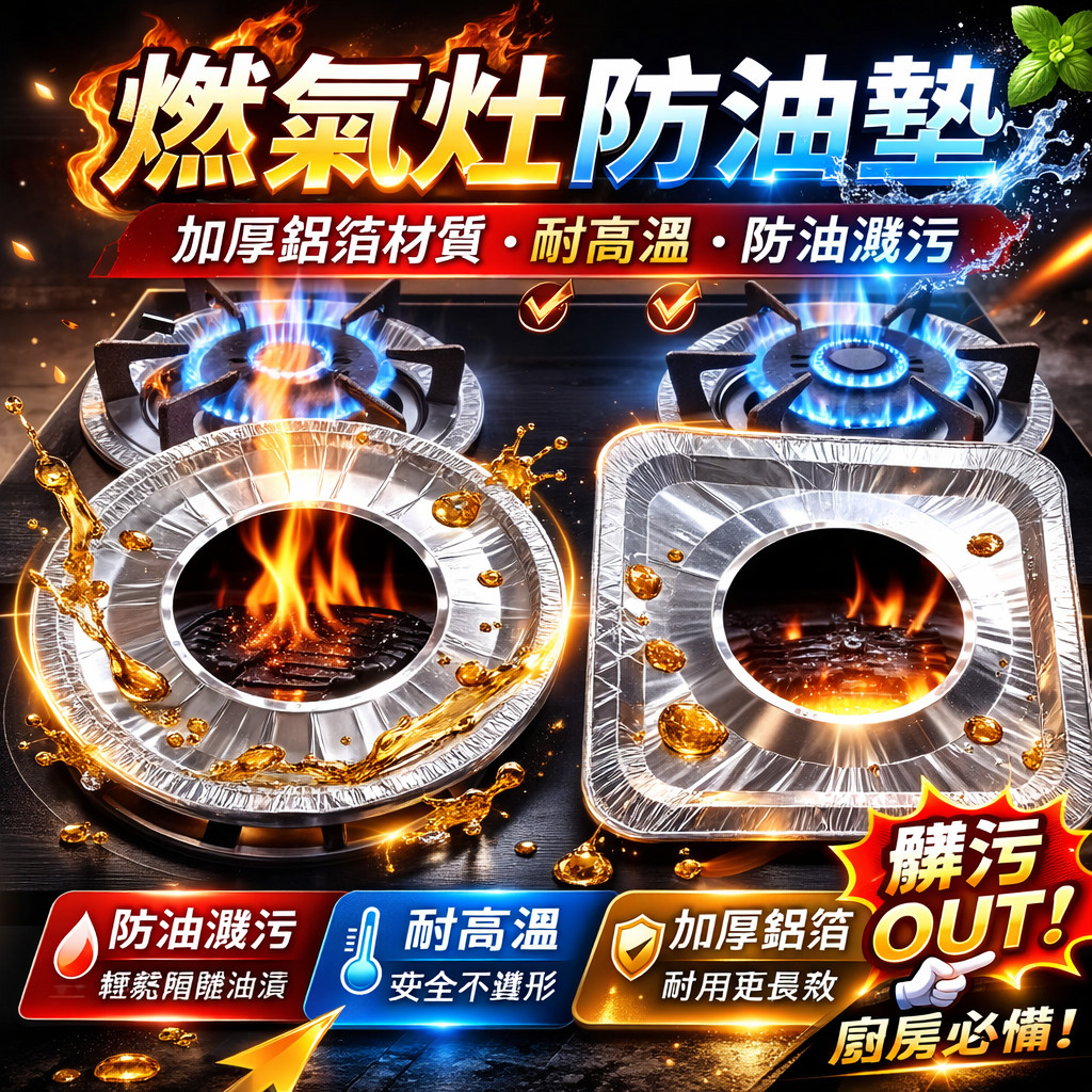 圓形 方形 燃氣竈錫紙防油墊煤氣竈防油貼紙竈臺錫紙保護墊圈鋁箔爐竈墊圓形