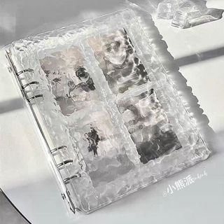 POLAROID 透明水晶立體立體立體相簿A5活頁四宮格三寸愛豆拍立得追星小卡相簿收納冊四格小卡片真皮收納本可拆卸活頁活