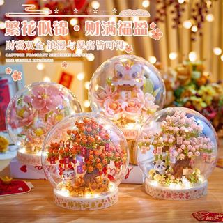 臺灣出貨💥 積木玩具 音樂盒 八音盒 積木拼裝中國風桔樹發光盆栽手工diy高級感2026新春禮物男女新款