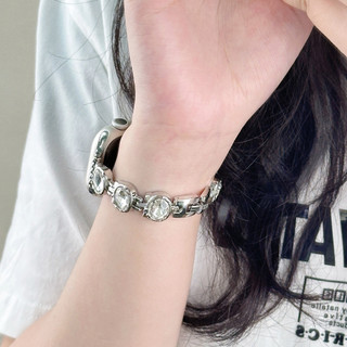 爆款 適用於Apple watch 11 10 9 8 7 6 蘋果 40 42 44mm金屬kitty貓皓石鑲鑽錶帶