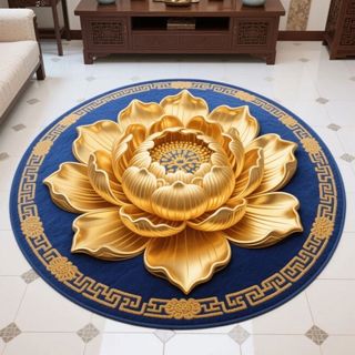 跪墊 跪拜墊 禪坐墊 打坐墊 禪修墊 拜墊 和室墊 冥想坐墊 水晶絨金蓮花跪拜跪墊地毯中式荷花禪意打坐臥室圓形地墊客廳立