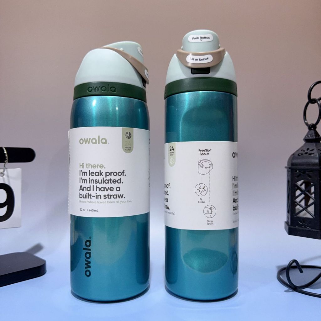 新款owala水瓶 24OZ 素色彈蓋式雙飲306不鏽鋼真空保溫杯 戶外便攜運動水壺32OZ