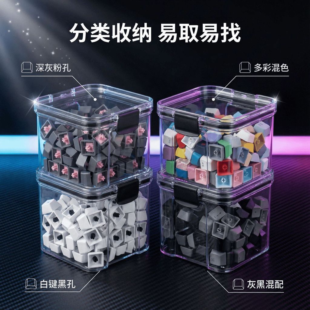 機械鍵盤男朋友禮物軸體密封罐鍵帽收納展示罐吧唧收納盒儲物罐鍵盤 鍵帽 麻將音 聲優包 内膽改裝 手感優化