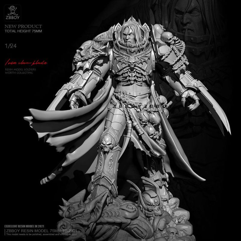 鐵刃之王75mm 1/24樹脂手辦白模康耐德帝皇級戰錘模型DIY拼裝塗裝帶地台高精度收藏玩家必備