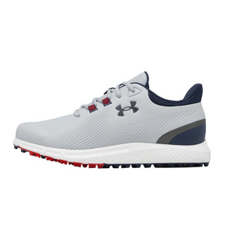 Under Armour UA 高爾夫球鞋 Drive Medal SL 寬楦 男鞋 灰藍 無釘 3028240011