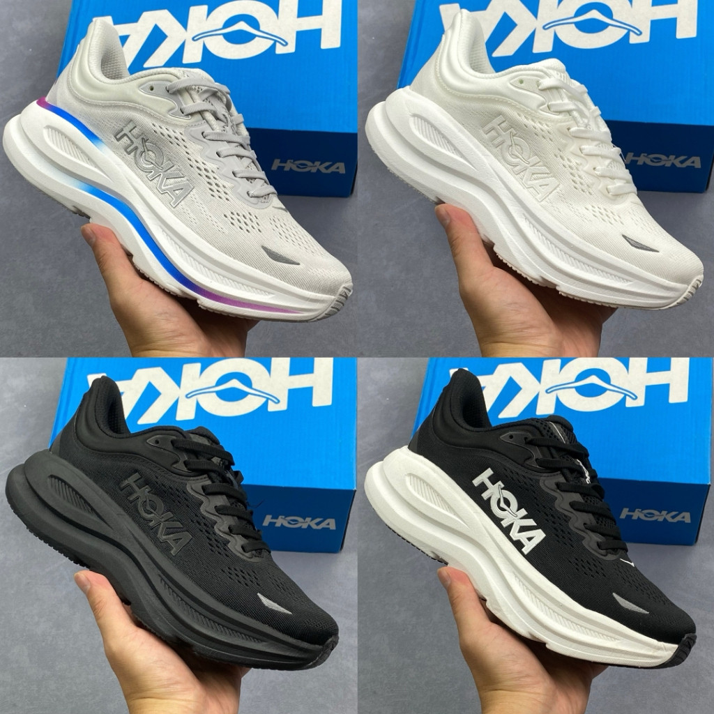 HOKA Bondi 9 跑步鞋男士女士專業賽車厚底網眼 OEM 優質盒 Y1ML