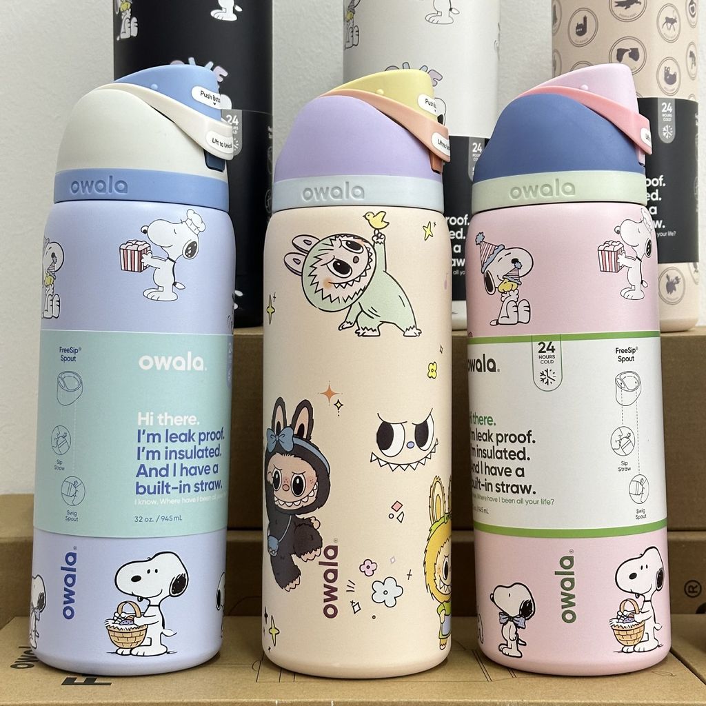 Owala水壶 32oz 大容量不銹鋼水瓶 帶吸管真空保溫保冷 车用随行杯防漏 卡通便攜水杯 學生通勤適用