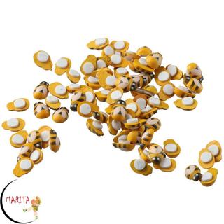 MARITA 150 件小木製蜜蜂裝飾,木製自粘小木製蜜蜂裝飾,小蜜蜂裝飾大黃蜂形狀 9x13 毫米木製大黃蜂剪貼簿裝飾