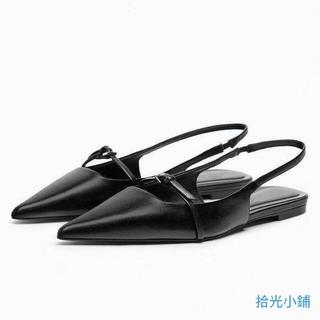 【Time Travel Shop】尖頭平底涼鞋女 一字帶套腳包頭涼鞋