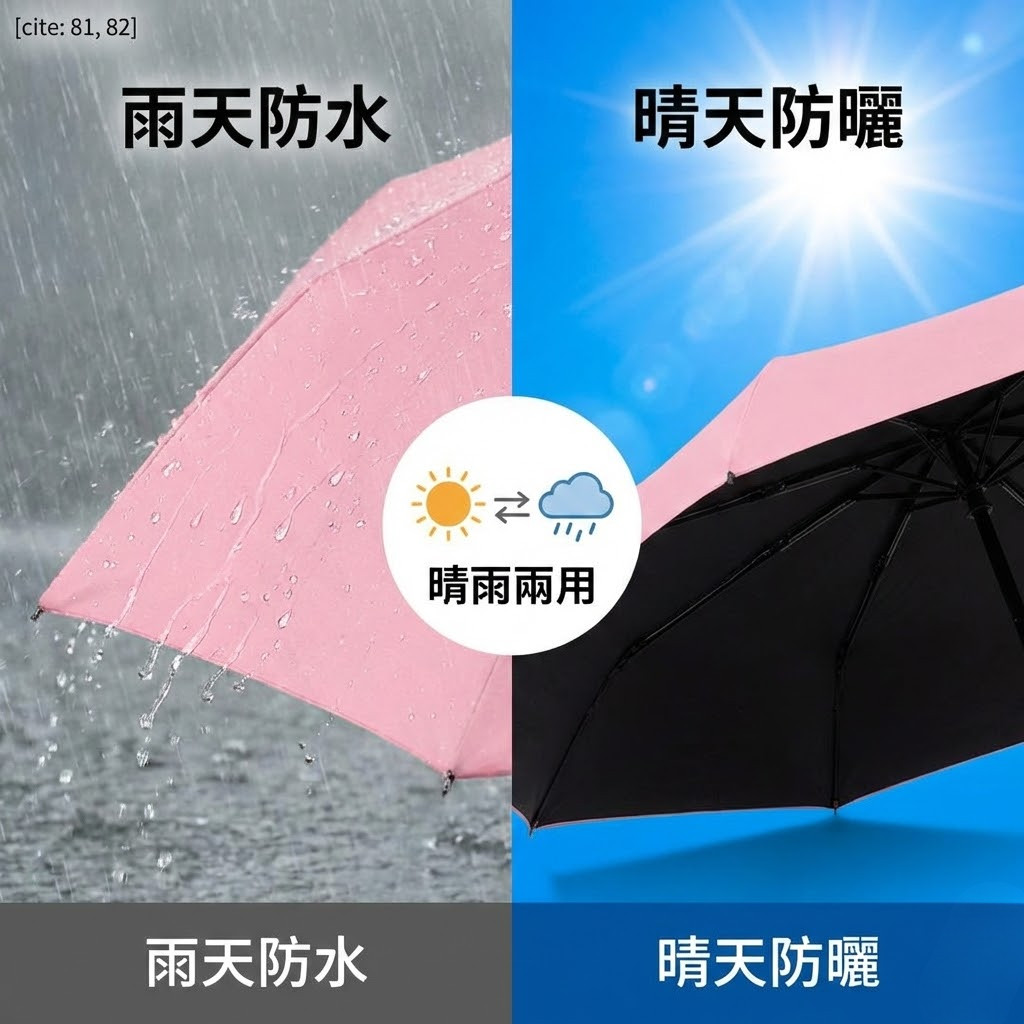【防曬降溫 手動折疊】隔日達 黑膠抗UV晴雨傘 遮陽傘 八骨雨傘 隨身傘 摺疊傘