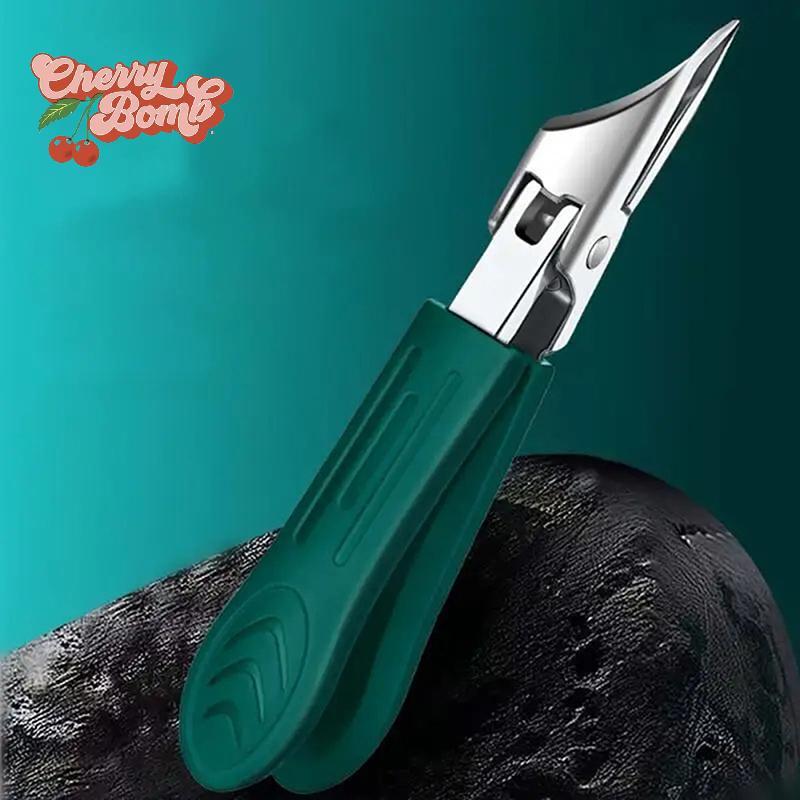 (櫻桃炸彈)彎曲指甲刀不銹鋼指甲和腳趾甲剪防濺角質層去除器指甲刀剪全新
