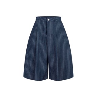 【PUSH PUSH】PP PINSTRIPE JORT NAVY 七分褲