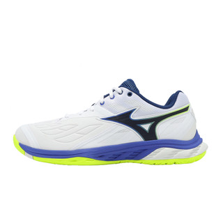 Mizuno 美津濃 羽球鞋 Wave Fang 2 寬楦 男女鞋 藍 綠 回彈 包覆 緩衝 71GA2313-51