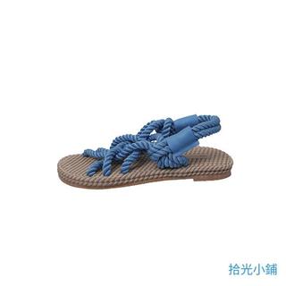 【Time Travel Shop】 春夏季女版麻繩涼鞋編織羅馬沙灘涼鞋平底