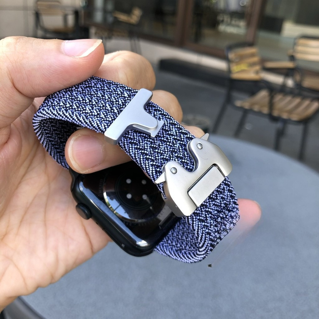 機甲傘扣 編織彈力尼龍 透氣 適用 Apple Watch 11 10 9 8 7 SE蘋果手錶錶帶 42mm 46mm