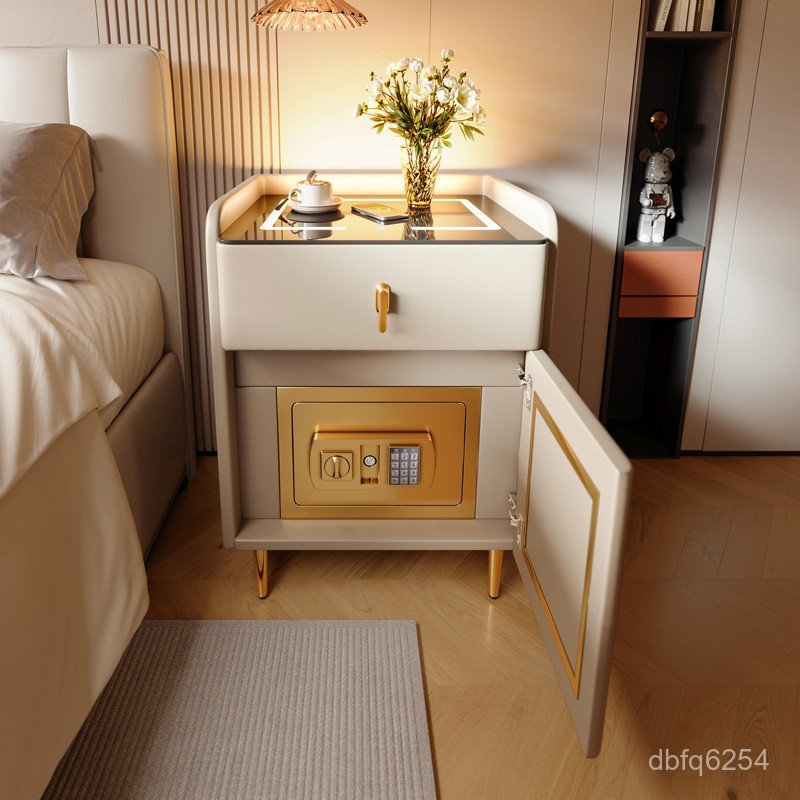 新款現代保險櫃感高級臥室簡約奢家用床頭櫃一件式保險箱輕2024鎖帶 CECH