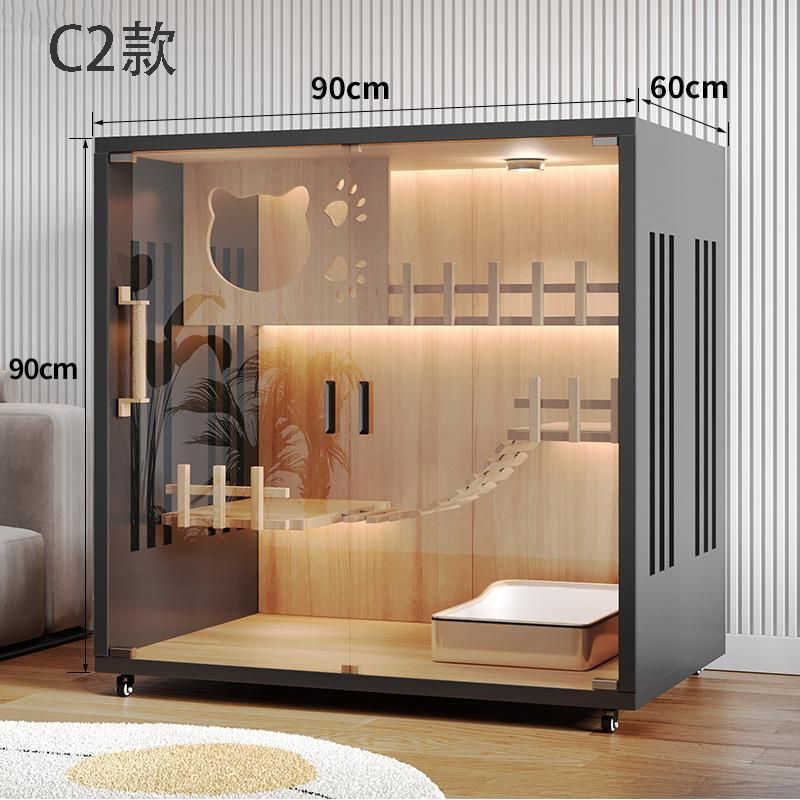 免運開票 貓別墅家用貓櫃子貓咪窩貓房子寵物櫃子貓城堡貓籠子貓籠家用室內實木貓屋 猫别墅 貓籠 貓櫃 貓窩