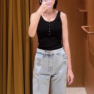 YYVZ Sandro 優雅2025早春新款女裝時尚簡約黑色緊身針織背心上衣