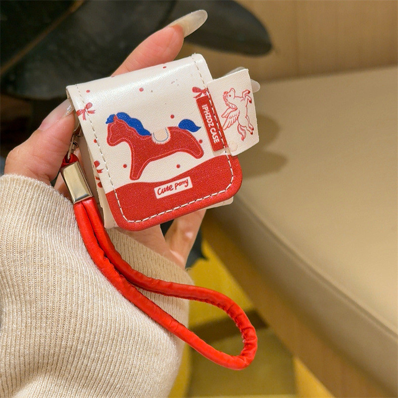✨熊·動漫實驗室✨蘋果耳機保護殼 小眾設計 新年紅波點小馬掛繩適用Airpods4/pro3耳機保護殻套二三代少女心