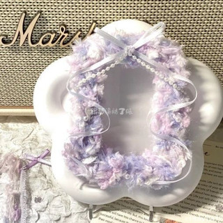 小卡の家🗃️ ins風蕾絲咕卡套【紫色花環】手混線貓耳原創diy手工咕卡套成品 小卡卡套 小卡套吊飾 小卡包掛 證件夾