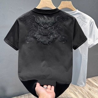 特惠免運🔥2025新款中國風龍年國潮刺繡短袖T恤男士夏季休閒體恤半袖打底衫|Shp
