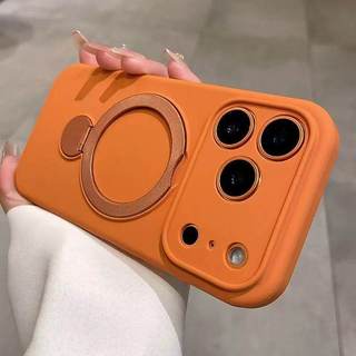 磁吸支架 液態矽膠膚感 加高鏡頭保護 防摔殼 用於iPhone17 16 手機殼15 14 13 ProMAX 耐摔防震
