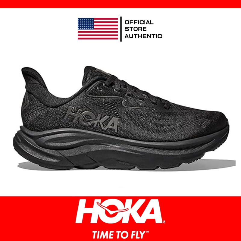【SM 折扣店】Legit Hoka Clifton 10 跑鞋 - 網眼透氣馬拉松低幫防滑中性運動鞋黑色