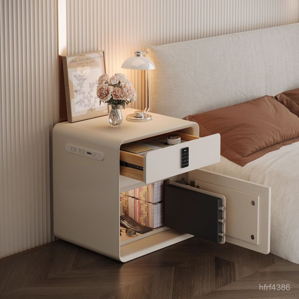 設計床邊新款2025一件式感帶儲小型臥室鎖小眾保險箱智能櫃物床頭櫃 FKNV