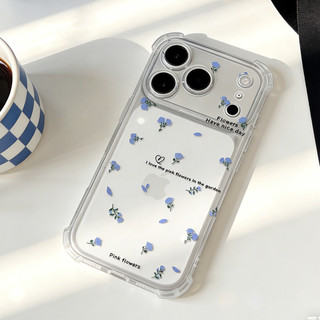 藍玫瑰適用蘋果透明iPhone17防摔手機殼女
