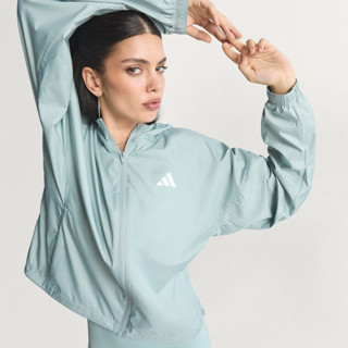 Adidas 愛迪達 Hyg Windy KC7654 女 連帽外套 防水 運動外套 防風 綠 白 亞版