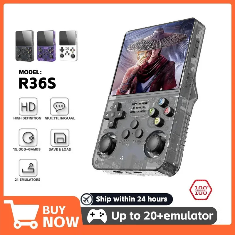 BOYHOM R36S 復古視頻遊戲機 Linux 系統 3.5 英寸 IPS 屏幕便攜式袖珍播放器 64GB 128G