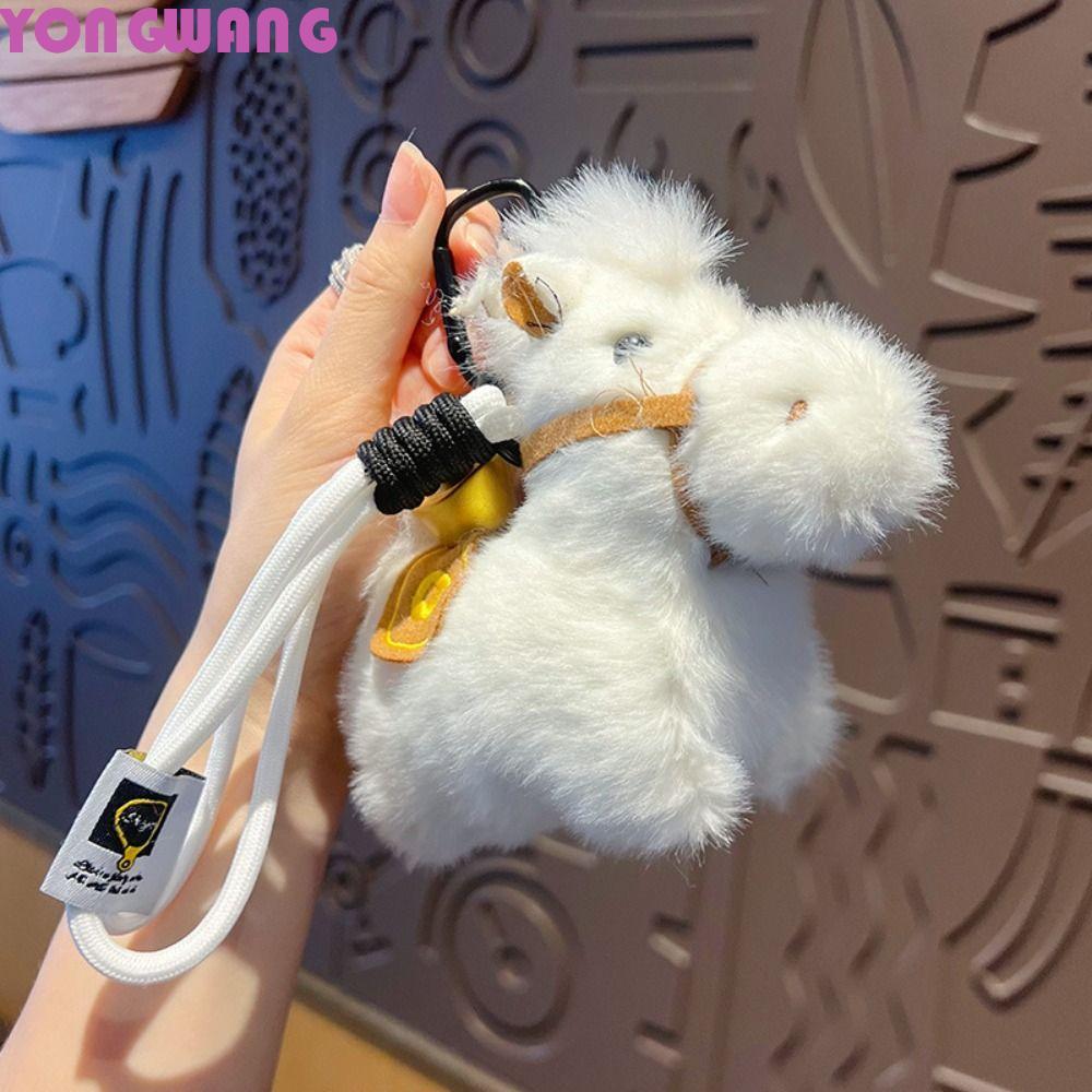 YONGWANG66HR 元寶小馬挂件創意吉祥物公仔毛絨馬鑰匙扣可愛可愛蓬鬆卡哇伊毛絨動物鑰匙圈汽車裝飾