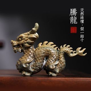 【臺灣爆款】天然紫檀玉檀綠檀木騰龍木雕手把件擺件轉運文玩小擺件