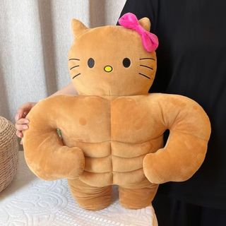 ⭐臺灣出貨⭐肌肉KT貓毛絨玩具腹肌凱蒂貓公仔 hellokitty玩偶送朋友搞怪禮物 肌肉男女 kt毛絨玩具