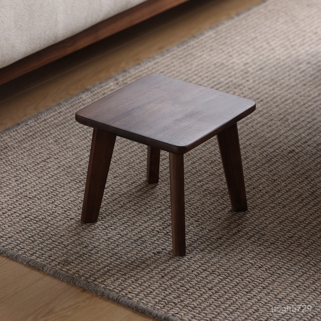 胡桃木簡約小孩黑凳北美家用凳子換鞋現代原木板凳小 FUGO