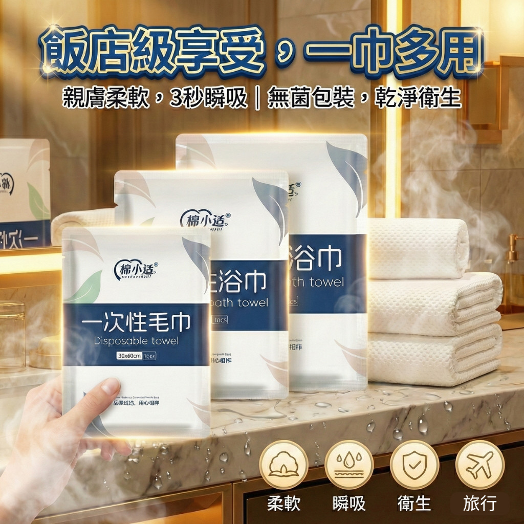 一次性浴巾 拋棄式浴巾 植物纖維 加厚加大 3秒瞬吸不掉屑 旅行/飯店/露營/健身 出國必備 拋棄式毛巾 加大版