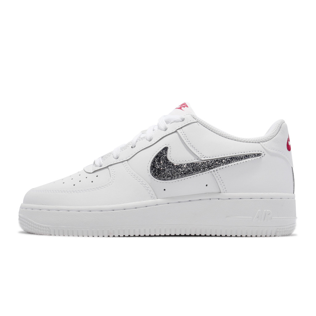 Nike 休閒鞋 Air Force 1 LV8 GS 白 黑 銀珠糖 小白鞋 女鞋 [ACS] DC9651-100