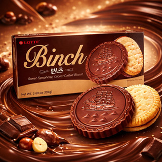 樂天 BINCH 巧克力餅乾 金幣造型餅乾 韓國零食 韓國餅乾 樂天餅乾 LOTTE 樂天巧克力餅乾 帆船餅乾